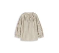Tom Tailor - Tunika Bluse mit Leinenanteil olive irregular stripe - Gr. - 46