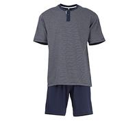 Tom Tailor Herren Shorty – zweiteiliger Schlafanzug – 2-Knopf – blau gemustert – Größe 54/XL