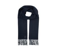 Tom Tailor - Winterschal mit Fransen und kleinem Logo-Label blau - Gr. - ONE SIZE