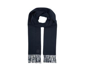 Tom Tailor - Winterschal mit Fransen und kleinem Logo-Label blau - Gr. - ONE SIZE