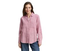 Tom Tailor Langarmbluse With Slub Structure 1035247 kariert 100% Baumwolle Damen Gr. 42 pink
