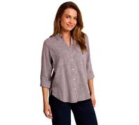 Langarmbluse TOM TAILOR "Regular", Damen, Gr. 42, braun (bordeaux mid rot), Web, Obermaterial: 100% Baumwolle, regular fit hüftbedeckend, V-Ausschnitt, Krempelärmel,mit Knöpfen, Blusen, mit Brusttasch
