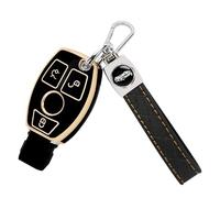 TOMALL für Mercedes Benz Schlüsselanhänger mit Schlüsselanhänger, 3 Tasten Weiche TPU Schlüsselanhänger Schutz für Mercedes Benz C E S M G R Klasse AMG CLK GLA GLC GLK CLA CLS GLS GLS GLS, Schwarz