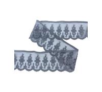 TOMASELLI MERCERIA Passmaneria Pizzo Stickerei Matto Fiori Tulle Punta Smerlata High 65 mm - Grau