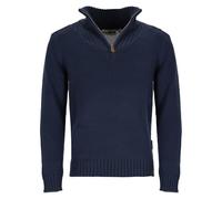 tomBrook Herren Strick-Troyer Unifarben - Troyer-Pullover Strickpullover mit Stehkragen und Reißverschluss in Blau Größe 3XL
