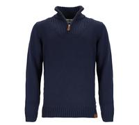 tomBrook Herren Strick-Troyer Unifarben - Troyer-Pullover Strickpullover mit Stehkragen und Reißverschluss in Navy Größe L