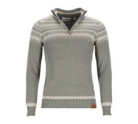 tomBrook Herren Troyer mit Norweger-Strick-Muster - Strickpullover mit Troyer-Kragen aus Baumwolle in Grau-Grün Größe 3XL