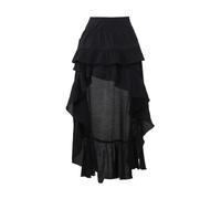 TOMETO Star Goth schwarzer Langer Maxirock für Damen, asymmetrische Rüschen, Renaissance, Schwarz, Mittel