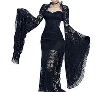 TOMETO STAR Goth Shrug Crop Top Frauen Braut Bolero Vintage Rave Mittelalter Formell, Schwarz 2, Small