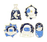 TOMETURE 5 Stück Broschen aus Legierung Cartoon Astronaut Anstecknadeln mit dekorativen Details, ideal für Rucksack, Kleidung und Freizeitoutfits