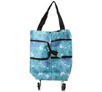 TOMETURE Klappbarer Einkaufswagen mit Vier Rädern und Ergonomischem Griff Leichter Polyester Trolley mit Großzügigem Stauraum für Strand und Einkauf