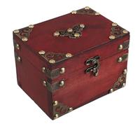 TOMETURE Kleine hölzerne Schatztruhe: Schmuckkästchen aus Holz mit Klappdeckel - 14,7 x 11 x 10,4 cm (5,8 x 4,33 x 4,1 Zoll) - Vintage-Piratentruhe - Dekorative Truhe für Erinnerungsstücke und