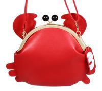 TOMETURE Pu Krabben Schultertasche für Frauen Rote Umhängetasche mit Dekorativem Schlüsselhalter Geräumige Handtasche für Stadt und Freizeit