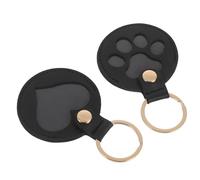 TOMETURE Schlüsselanhänger zur Tierhaar Aufbewahrung 2 Stück PU Leder Schwarz mit Katzenpfote Herz Haustier Andenken für Katzen und Hundeliebhaber