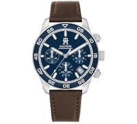 Tommy Hilfiger 1792163 TH85 Chronograph in Blau und Braun für Herren, Quarzuhrwerk, Gehäuse aus Edelstahl, wasserdicht bis 5 ATM, silber