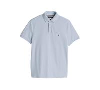 Poloshirt TOMMY HILFIGER "1985 REGULAR POLO mit Kontraststreifen und Knopfleiste", Herren, Gr. L (52), blau (breezy blau), Jersey, Obermaterial: 96% Baumwolle, 4% Elasthan, bestickt, unifarben, normal