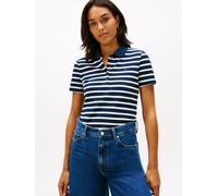 Tommy Hilfiger Damen Poloshirt Kurzarm 1985 Pique Slim Fit, Mehrfarbig (Dark Night Navy/Ecru STP), XS