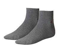 Kurzsocken TOMMY HILFIGER "TH MEN QUARTER 2P", Herren, Gr. 47-49, grau (middle grau melange), Baumwollmischung, normal, Socken, weicher, elastischer Rippenbund, klassisches Tommy Hilfiger Logo (730617