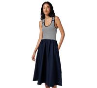 Tommy Hilfiger 5x2 Rib Mix Media Dress Ww0ww49939 ausgestelltes Kleid, Blau (Dark Night Navy/Ecru STP), XL Damen