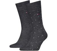 Socken TOMMY HILFIGER "TH MEN SOCK 2P DOT", Herren, Gr. 43-46, schwarz (anthrazit melange), Baumwollmischung, normal, Socken, mit klassischer Markenprägung (89207327-43) anthrazit melange