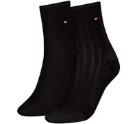 Kurzsocken TOMMY HILFIGER "TH WOMEN SHORT SOCK 2P SHINE", Damen, Gr. 35-38, schwarz, Materialmix, unifarben, Socken, mit feinem Rippendetail (71738865-35) schwarz