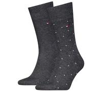 Socken TOMMY HILFIGER "TH MEN SOCK 2P DOT", Herren, Gr. 43-46, schwarz (anthrazit melange), Baumwollmischung, normal, Socken, mit klassischer Markenprägung (89207327-43) anthrazit melange