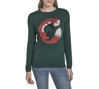 Tommy Hilfiger Adaptive Damen-Sportbekleidung Baumwoll-Rundhalspullover mit Grafik, Forest Fox, XS