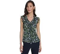 Tommy Hilfiger Ärmellose Damenbluse mit Rüschen vorne, Midnight/Harbor Grey, Größe S