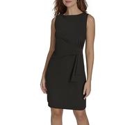 Tommy Hilfiger Damen Sleeveless Boat Neck Fold Detail Sheath Mini Dress Kleid, Schwarz, 36