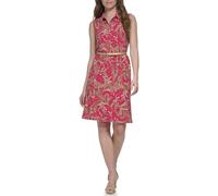 Tommy Hilfiger Damen Paisley Print Sleeveless Belted Shirtdress Lässiges Kleid, Magenta Multi, 48