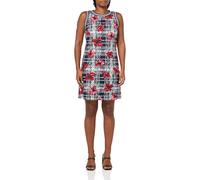 Tommy Hilfiger Ärmelloses Damen-Sportbekleidungskleid mit Blumenmuster, Sky Captain/Scarlet/Elfenbein, 44