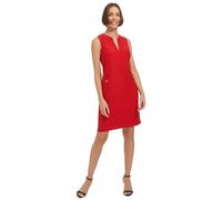 Tommy Hilfiger Ärmelloses Damen-Strickkleid mit geteiltem Ausschnitt, solides Jacquard-Strickkleid, Samba, 46