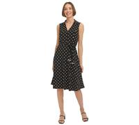 Tommy Hilfiger Damen Sleeveless Johnny Collar Dot Print Jersey Dress Kleid, Schwarz/Ginseng, 40
