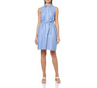 Tommy Hilfiger Ärmelloses Mini-Shirtkleid für Damen, mit Kragen, Knopfleiste vorn, Taillenband, Blau/Elfenbein, 46