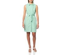 Tommy Hilfiger Ärmelloses Mini-Shirtkleid für Damen, mit Kragen, Knopfleiste vorn, Taillenband, Grün/Hellweiß, 42