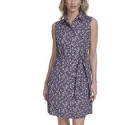 Tommy Hilfiger Ärmelloses Mini-Shirtkleid für Damen, mit Kragen, Knopfleiste vorn, Taillenband, Sky Captain Multi, 46