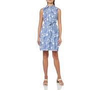 Tommy Hilfiger Ärmelloses Mini-Shirtkleid für Damen, mit Kragen, Knopfleiste vorn, Taillenband, Weiß/Französisch Blau, 38
