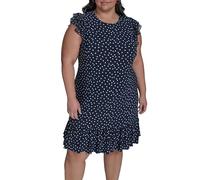 Tommy Hilfiger Kurzärmeliges knielanges Etuikleid für Damen, Sky Captain/Elfenbein, 40