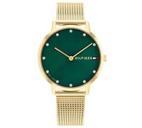 Tommy Hilfiger Analog Quarzuhr für Damen mit Gelbgoldfarbenes Edelstahl-Mesh-Gliederarmband - 1782668