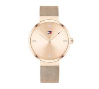 Tommy Hilfiger Analog Quarzuhr für Damen mit Rotgoldfarbenes Edelstahl-Mesh-Gliederarmband - 1782218