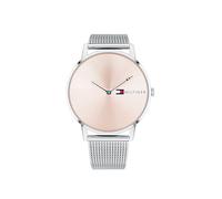 Tommy Hilfiger Analog Quarzuhr für Damen mit Silbernes Edelstahl-Mesh-Gliederarmband - 1781970