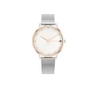 Tommy Hilfiger Analog Quarzuhr für Damen mit Silbernes Edelstahl-Mesh-Gliederarmband - 1782666