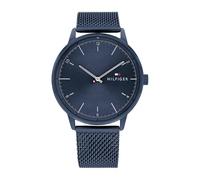 Tommy Hilfiger Analog Quarzuhr für Herren mit Blaues Edelstahl-Mesh-Gliederarmband