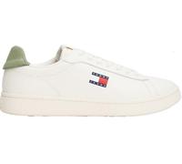 Sneaker TOMMY JEANS "ARCHIVE '98", Herren, Gr. 43, grün (weiß, grün), Nappaleder, Textil, unifarben mit Farbeinsatz, sportlich, Schuhe, Freizeitschuh, Streetwear, Halbschuh, Schnürer mit Logoflagge (1
