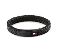 Lederarmband TOMMY HILFIGER "ROUND BRAIDED BRACELET", schwarz, blau, weiß, rot, Armbänder, Damen, 19cm, Edelstahl Leder, Edelstahl, Leder (85396862-0) schwarz, blau, weiß, rot