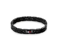 Gliederarmband TOMMY HILFIGER "H-LINK", schwarz, rot, blau, weiß, Armbänder, Herren, 19cm, Edelstahl, Gliederarmband, Emaille (19014716-0) schwarz, rot, blau, weiß