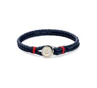 Lederarmband TOMMY HILFIGER "NAUTICAL", edelstahlfarben, blau, rot, gelbgoldfarben, Armbänder, Damen, 19cm, Edelstahl Leder, Edelstahl, Leder, Lederarmband (38712219-0) edelstahlfarben, blau, rot, gel
