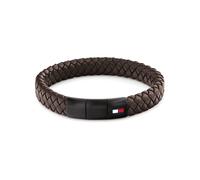 Lederarmband TOMMY HILFIGER "ROUND BRAIDED BRACELET", schwarz, blau, weiß, rot, braun, Armbänder, Damen, 19cm, Edelstahl Leder, Edelstahl, Leder (89332824-0) schwarz, blau, weiß, rot, braun