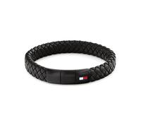 Lederarmband TOMMY HILFIGER "ROUND BRAIDED BRACELET", schwarz, blau, weiß, rot, Armbänder, Damen, 19cm, Edelstahl Leder, Edelstahl, Leder (85396862-0) schwarz, blau, weiß, rot
