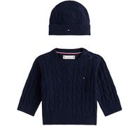 Tommy Hilfiger Baby Set Pullover und Mütze, Blau (Dark Night Navy), 62